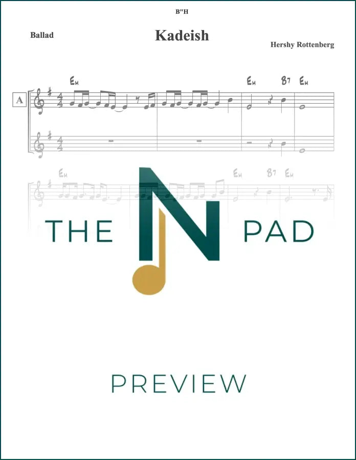 Sheet music for "Kadeish - Rottenberg" by The Notation Pad, featuring a lead sheet with musical notation.
