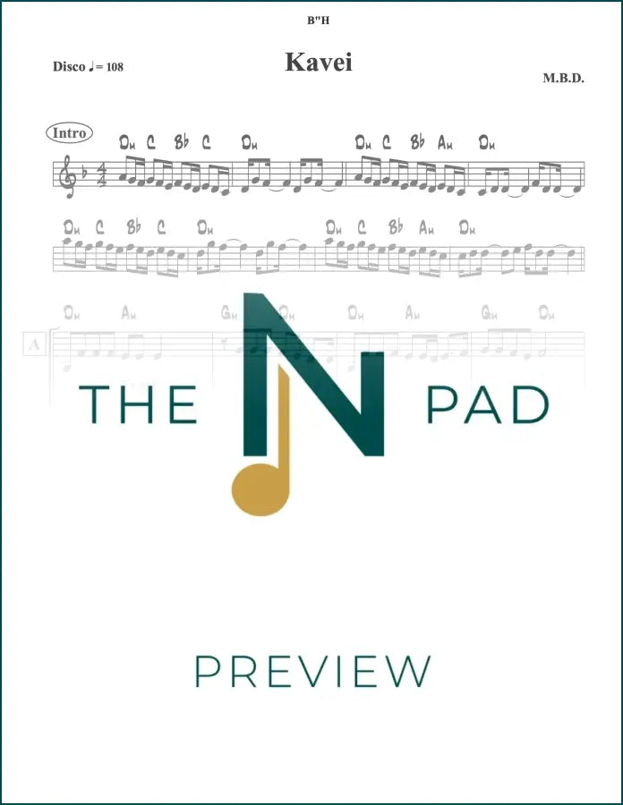 Kavei sheet music lead sheet by The Notation Pad, showing musical notation on a clean white background.