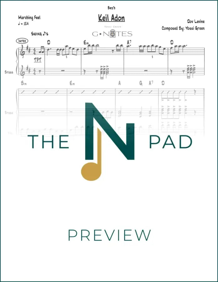 Sheet music for "Keil Adon" by Dov Levine, published by The Notation Pad, showing musical notes on a lead sheet.