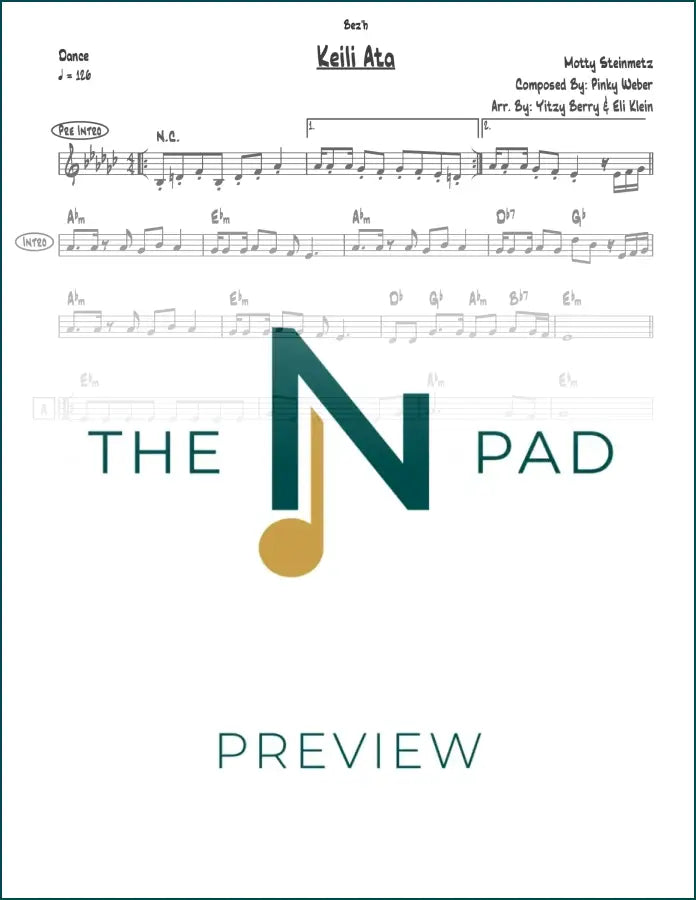 Sheet music for Keili Ata by Steinmetz, published by The Notation Pad, showing musical notation on a printed lead sheet.