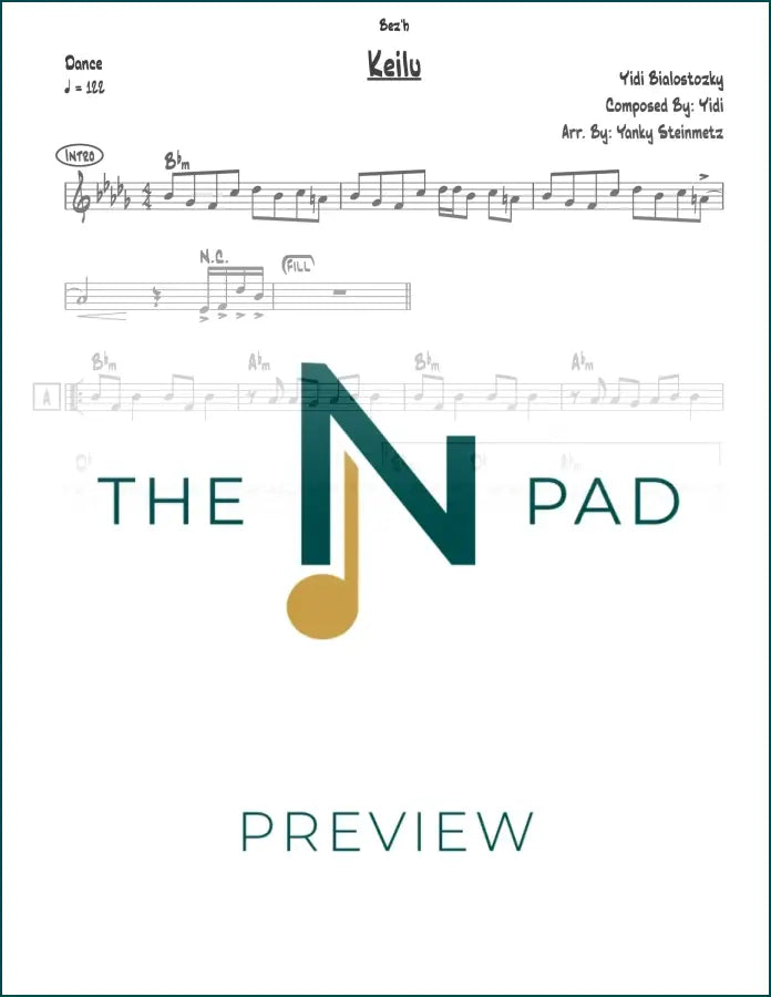 Sheet music for Keilu by Bialostozky, published by The Notation Pad, featuring musical notes on a printed lead sheet.