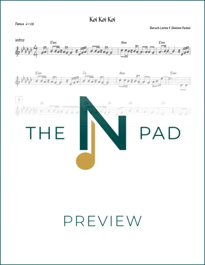 Koi Koi Koi sheet music by Levine & Daskal from The Notation Pad, showing musical notation on a lead sheet.