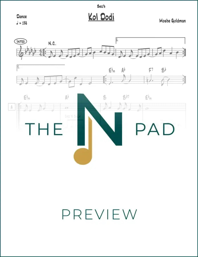 Sheet music for "Kol Dodi" by Goldman, published by The Notation Pad, featuring lead sheet with musical notation on white paper.