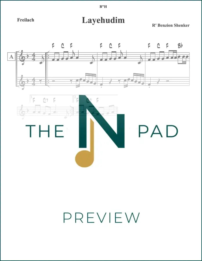Sheet music for "Layehudim" by Shenker from The Notation Pad, featuring a lead sheet with musical notation.