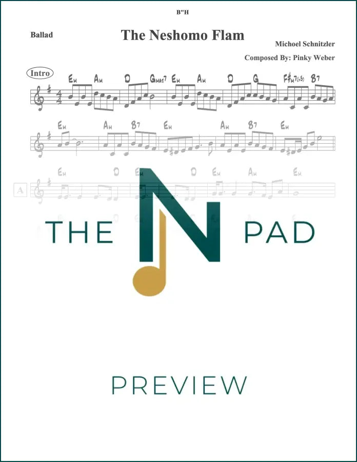 Sheet music for Lechtele / The Neshomo Flam by Michoel, a lead sheet from The Notation Pad.