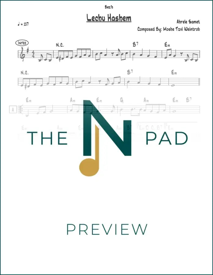Sheet music for "Lechu Hashem" by The Notation Pad, a lead sheet with musical notation on a clean background.