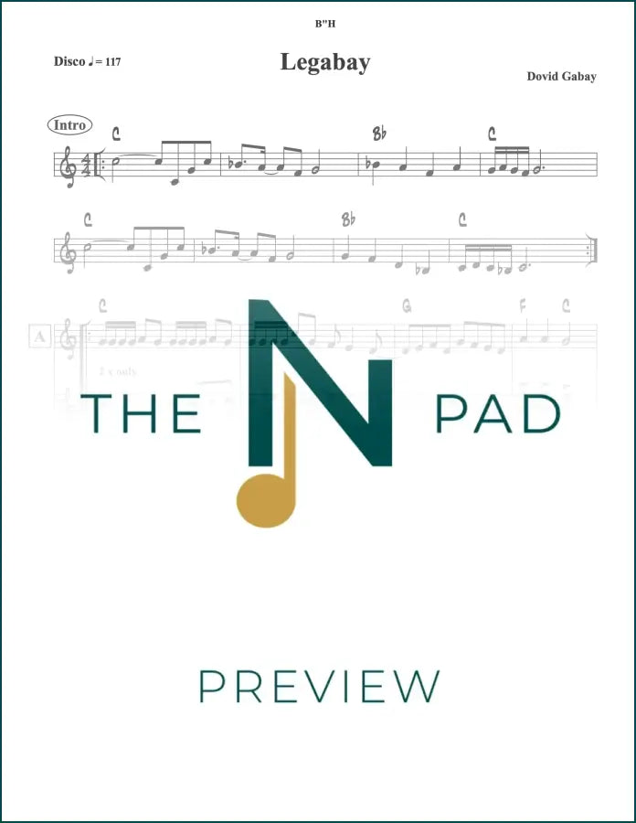 Sheet music titled "Gabay" by The Notation Pad, featuring lead sheet notation on a clean white background.