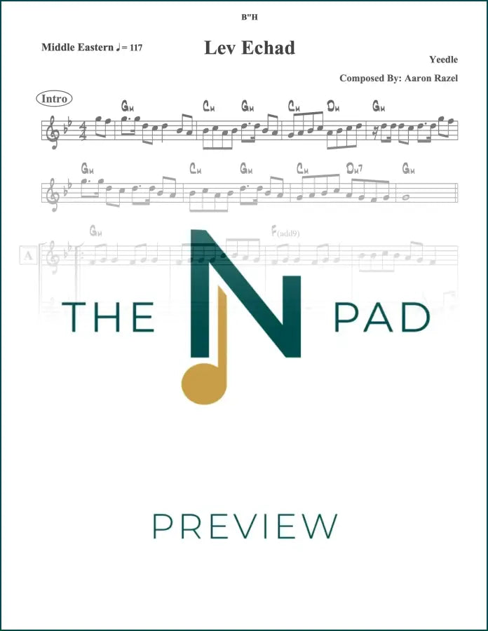 Sheet music for "Lev Echod" by The Notation Pad, featuring lead sheet notation on a clean white background.