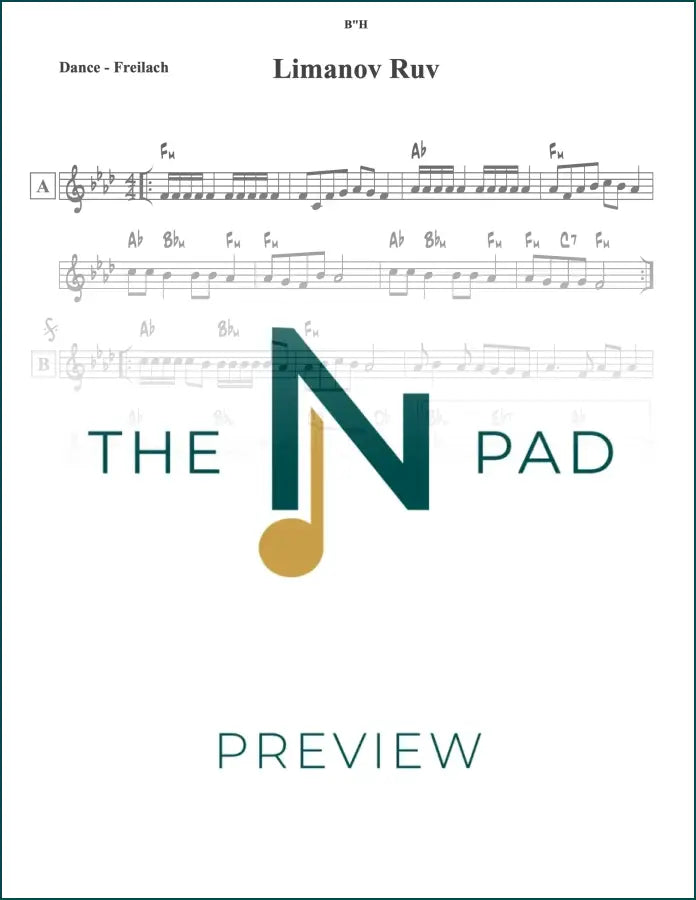 Sheet music for "Limanov Ruv" by The Notation Pad, featuring lead sheet with musical notation and lyrics.