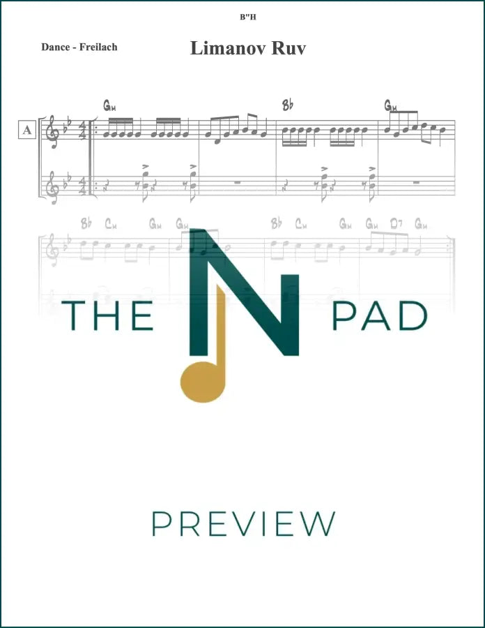 Sheet music for "Limanov Ruv" by The Notation Pad, featuring a lead sheet with musical notes and notation.