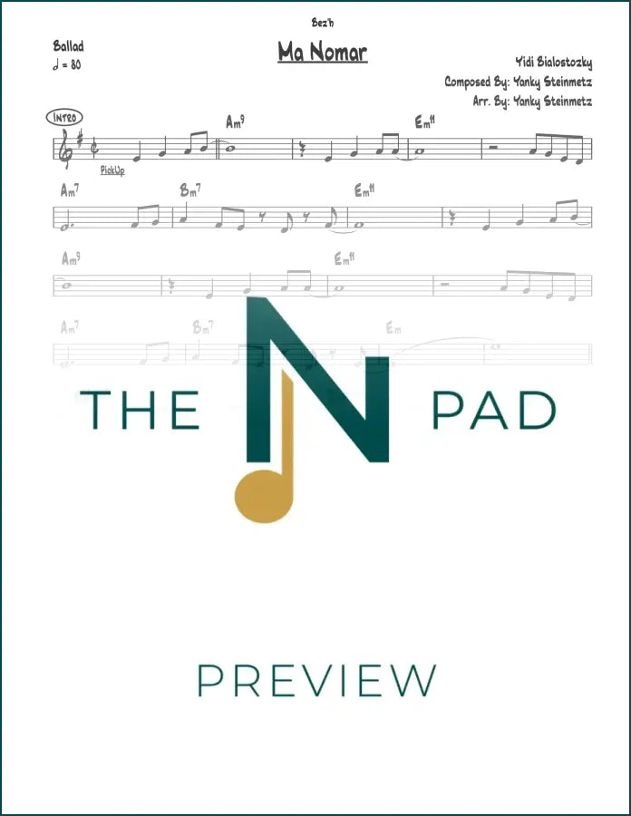 Sheet music for "Ma Nomar" by Bialostozky from The Notation Pad, featuring lead sheet notation for musicians.