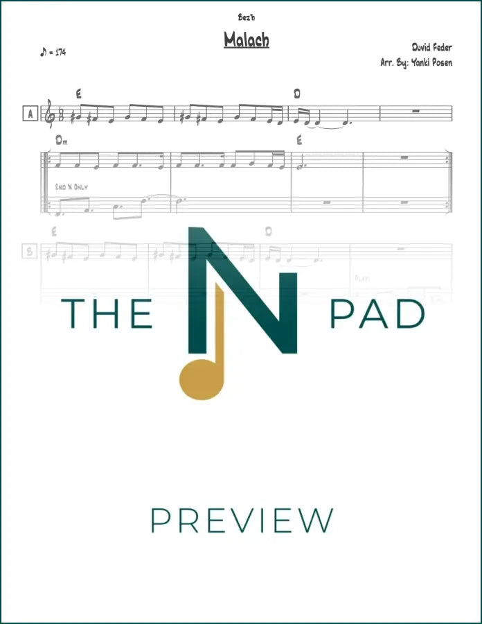 Sheet music for Malach - Feder by The Notation Pad, showing the lead sheet with musical notes and notation.