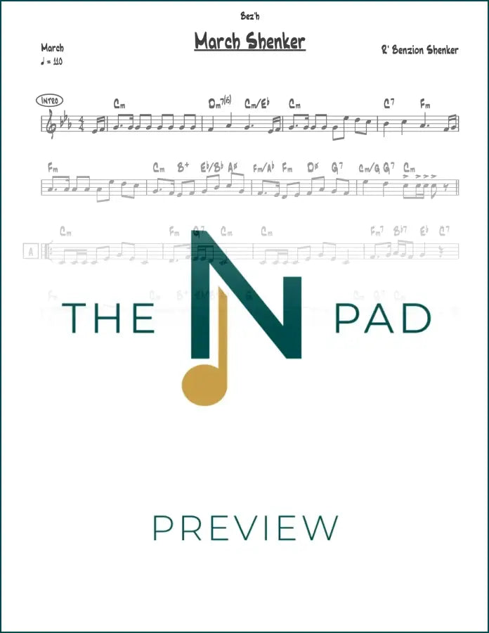 Sheet music for March Shenker by The Notation Pad, featuring a lead sheet with musical notation on a clean background.