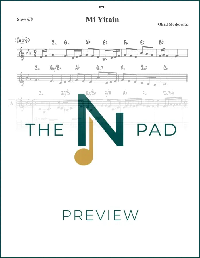 Sheet music for "Ohad" by Mi Yitein from The Notation Pad, showing a lead sheet with musical notes and notation.