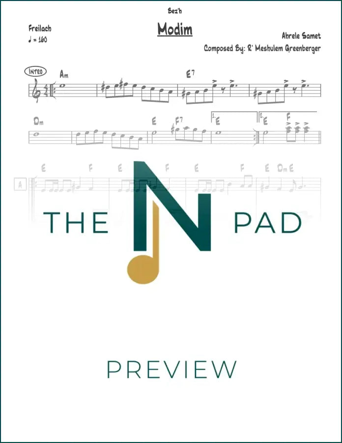 Sheet music titled "Samet" by Modim from The Notation Pad, featuring musical notation on a clean white background.