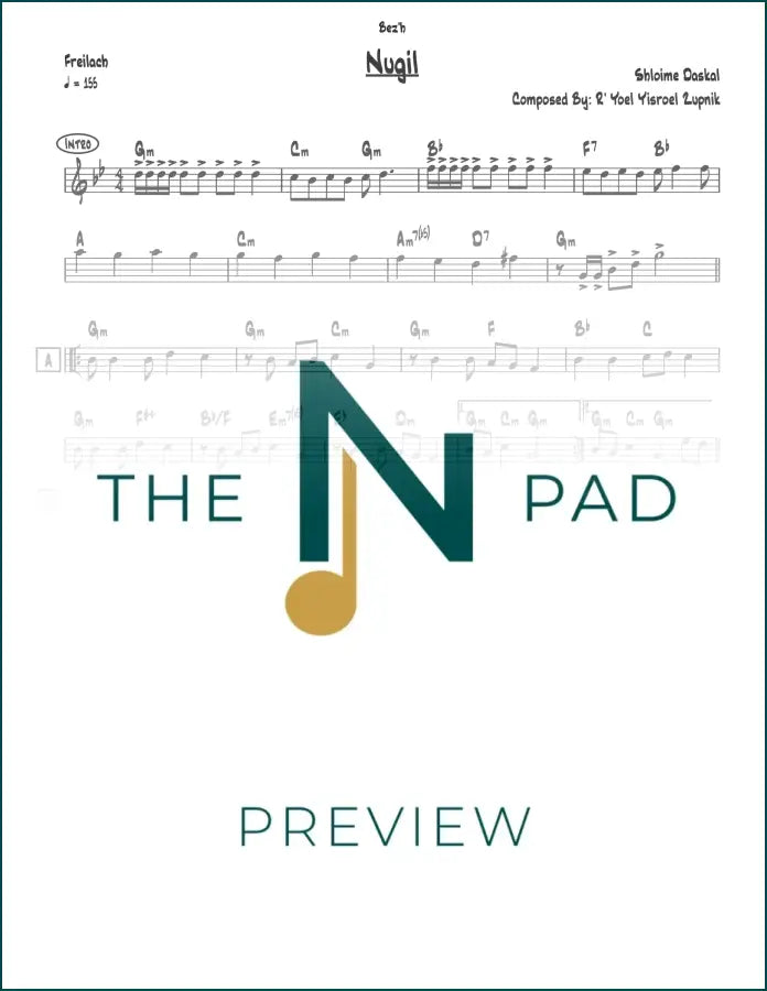 Sheet music for Nagil Vnasis by The Notation Pad, featuring lead sheet notation and musical notes on a white background.