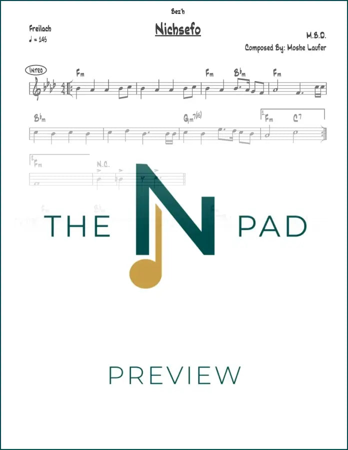 Sheet music titled "Nichsefo - MBD" from The Notation Pad, showing a lead sheet with musical notes and notation.