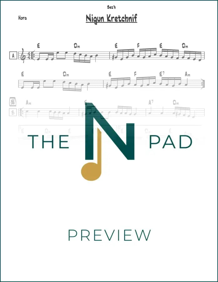 Sheet music for Nigun Mitzvah Tantz Kretshnif by The Notation Pad, a lead sheet for traditional Jewish melodies.