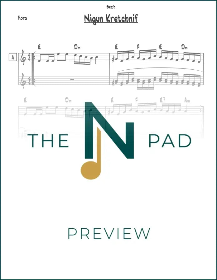 Sheet music for the Nigun Mitzvah Tantz Kretshnif by The Notation Pad, featuring lead sheet with musical notes and lyrics.