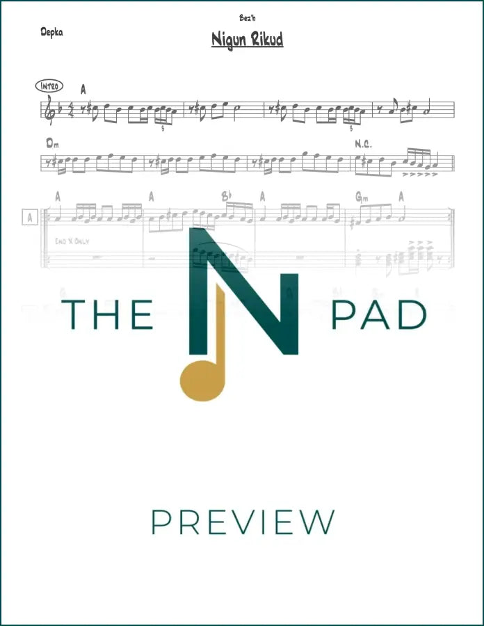 Sheet music for Nigun Rikud - Depka by The Notation Pad, featuring a lead sheet with musical notes and notation.
