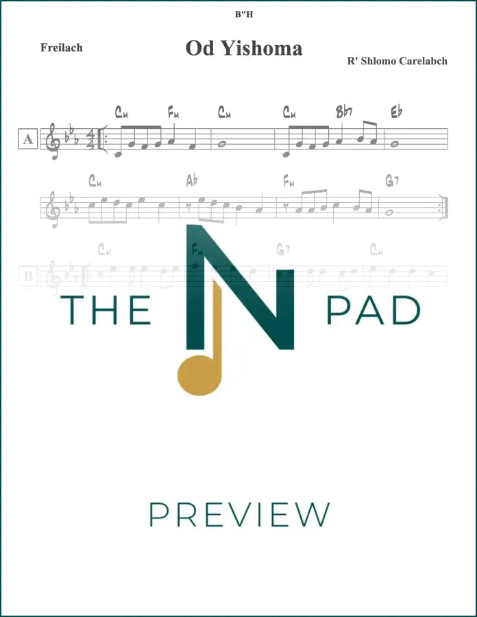 Sheet music titled "Od Yishoma 1" by The Notation Pad, showing musical notation on a clean white background.