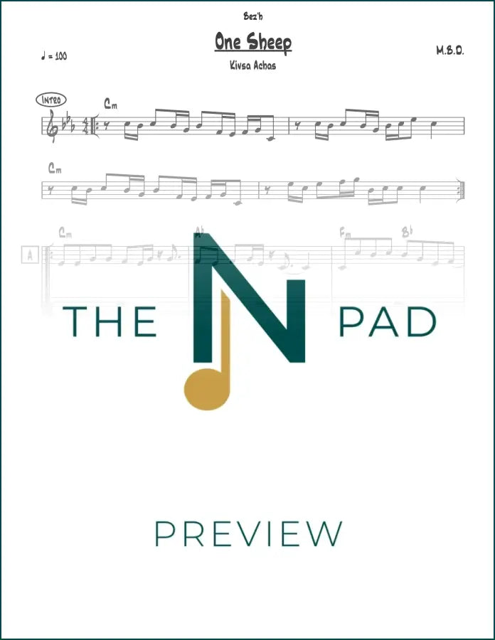 Sheet music for "One Sheep - Kivsa Achas" by The Notation Pad, featuring lead sheet notation on a clean background.