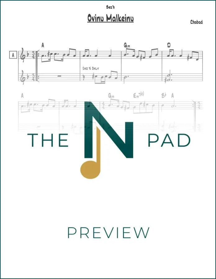 Chabad Ovinu Malkeinu sheet music by The Notation Pad, featuring lead sheet with musical notes and lyrics.