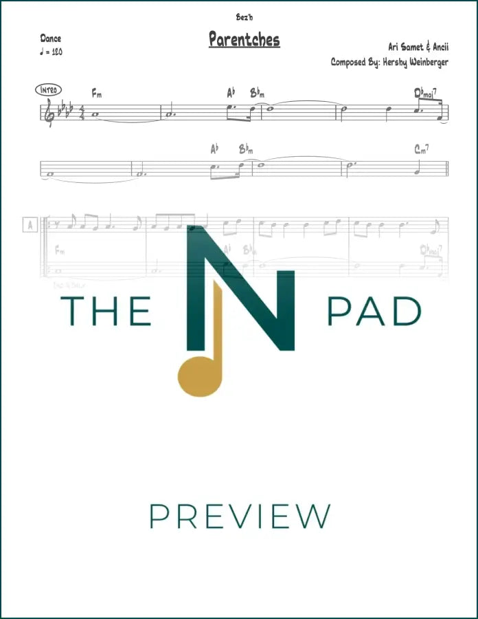 Lead sheet music for Parentches by Ari Samet, published by The Notation Pad, featuring musical notation on a sheet music page.
