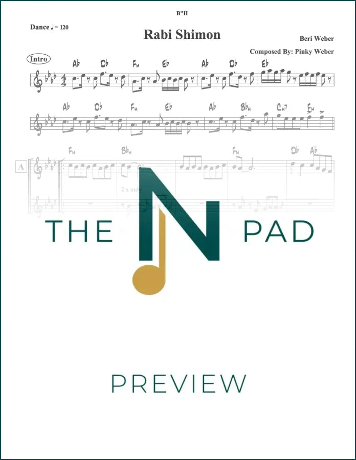 Rebi Shimon - Beri sheet music lead sheet by The Notation Pad showing musical notes and lyrics on white paper.