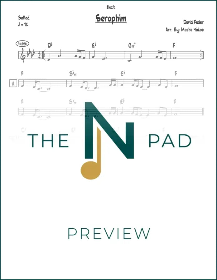 Sheet music for "Seraphim" by Feder, published by The Notation Pad, showing musical notation on a lead sheet.