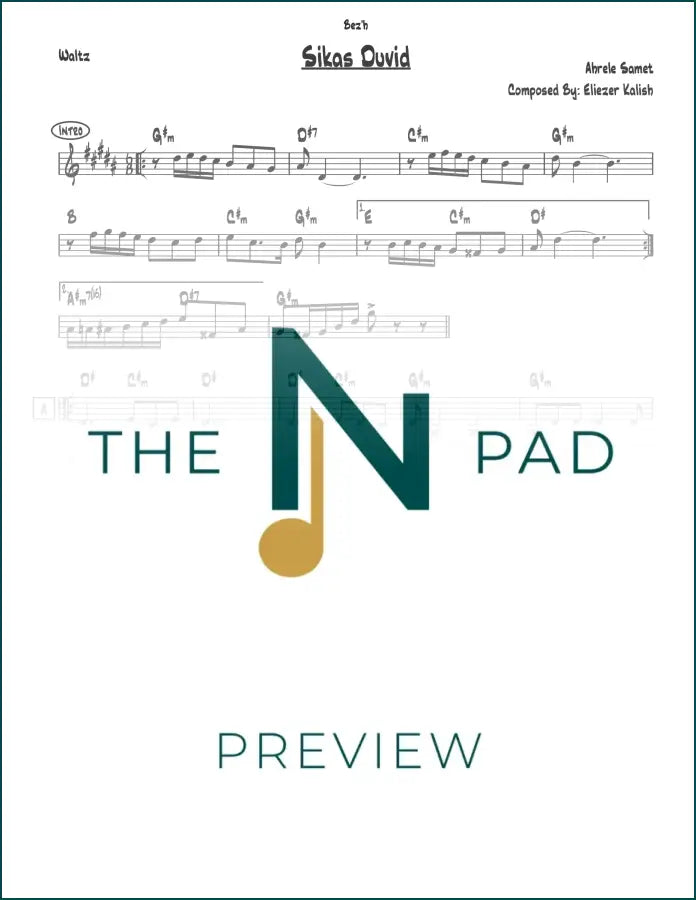 Sheet music for Sikas Duvid - Samet by The Notation Pad, featuring lead sheet with musical notation on a clean background.