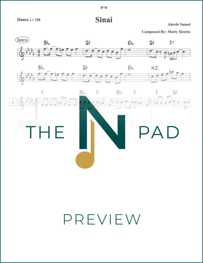 Sheet music titled Sinai by Samet from The Notation Pad, featuring musical notation on a clean sheet.