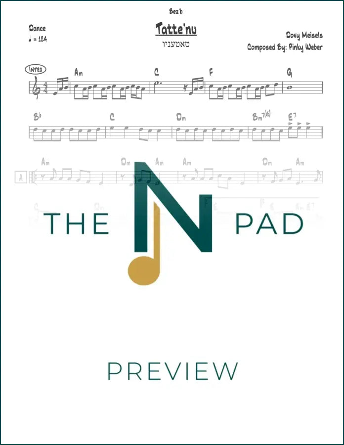 Sheet music lead sheet for "Tattenu" by The Notation Pad, featuring musical notation and lyrics.