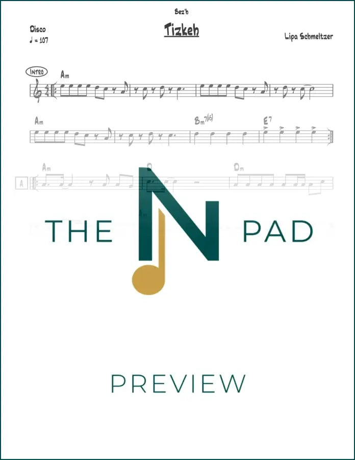 Sheet music for "Lipa" by Tizkeh from The Notation Pad, featuring lead sheet with musical notation and lyrics.