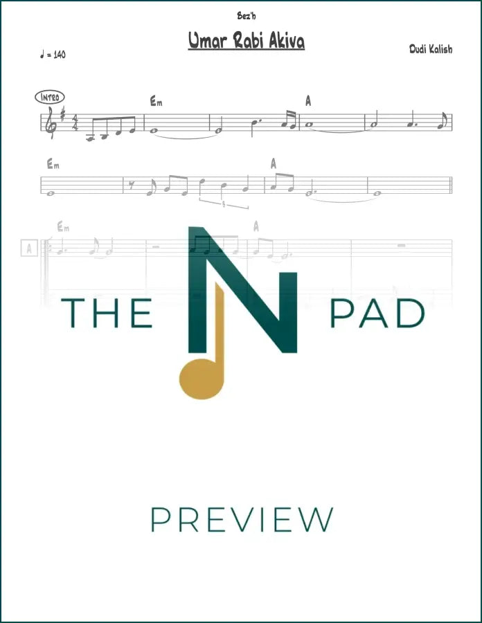 Sheet music for Umar Rabi Akiva Kalish by The Notation Pad, featuring lead sheet with musical notes and lyrics.