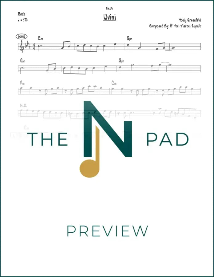 UVini sheet music by The Notation Pad, showing a lead sheet with musical notes and notation on white paper.
