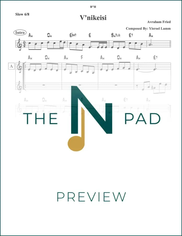 Sheet music titled "Fried" by V'nikeisi from The Notation Pad, showing musical notes on a lead sheet.