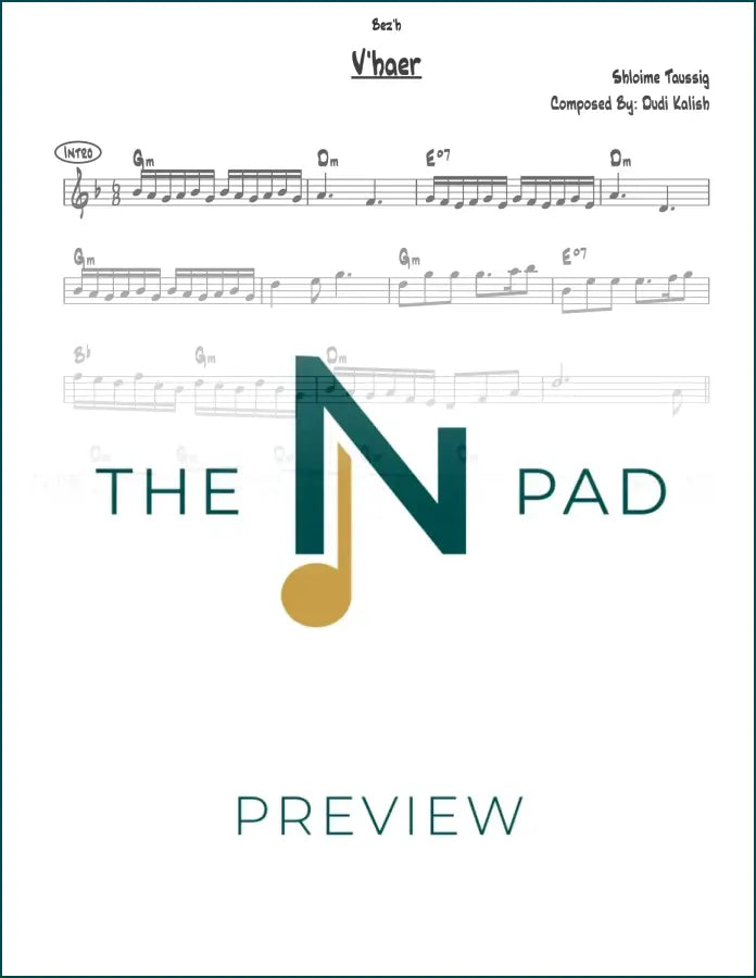 Sheet music titled "Taussig" by Vehaer from The Notation Pad, featuring musical notation on a clean white background.