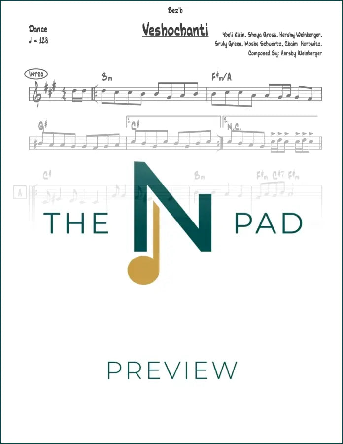 Veshochanti sheet music by The Notation Pad, lead sheet with musical notes and notation on white background