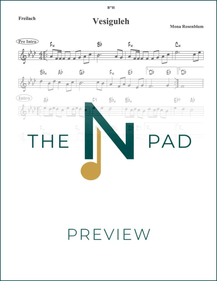 Vesigoleh - Mona sheet music by The Notation Pad, showing a lead sheet with musical notes and lyrics on white paper.