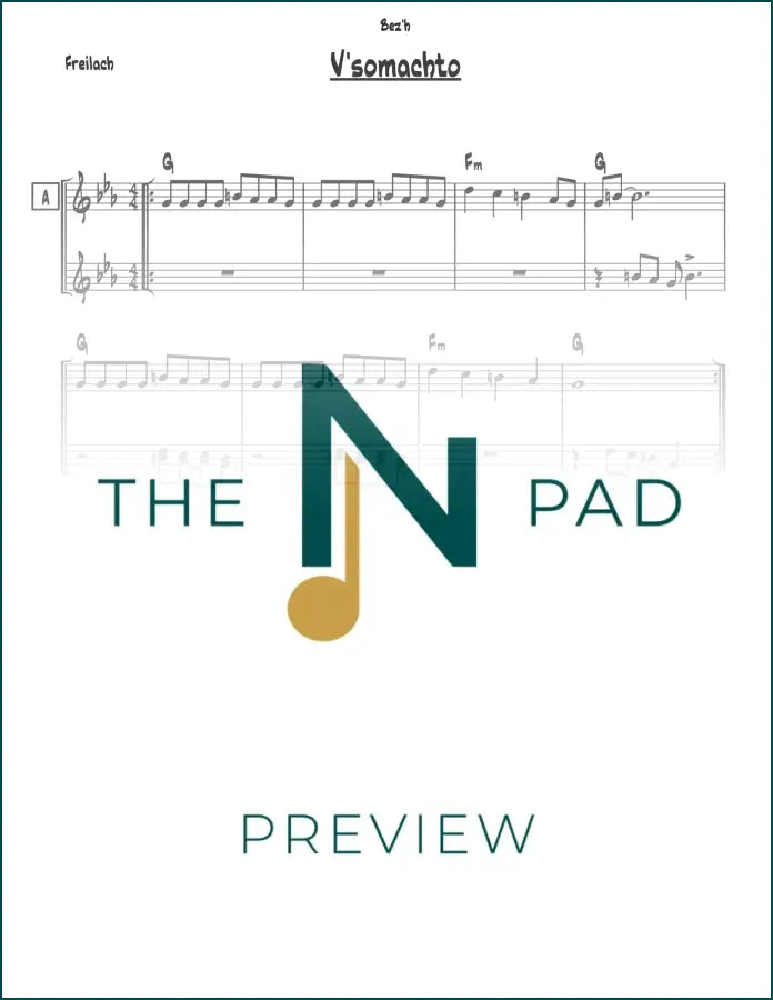 Vesomachto 2 sheet music from The Notation Pad, featuring a detailed lead sheet with musical notes and notation on a white background.