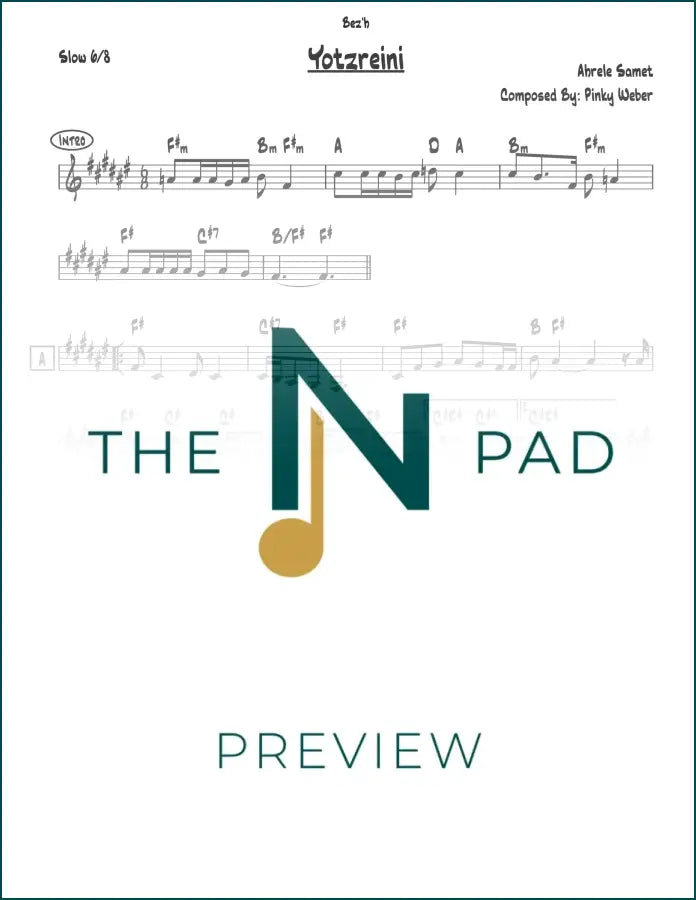 Yoitzreiny lead sheet music by The Notation Pad, featuring musical notation on a printed sheet for musicians and composers.