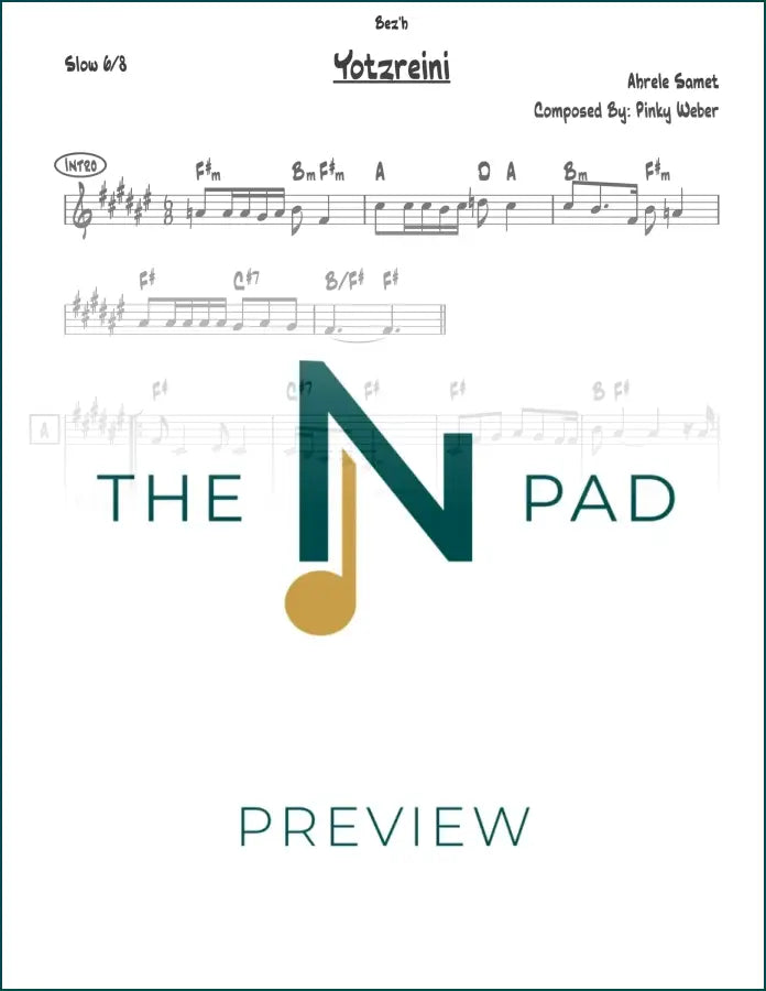 Yoitzreiny sheet music lead sheet by The Notation Pad, featuring musical notation on a clean white background.