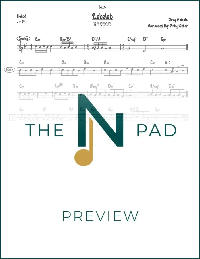 Lead sheet music for Zekeleh from The Notation Pad, featuring musical notation on a clean sheet music page.