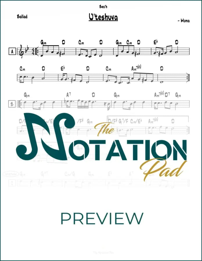 Uteshuvah Lead Sheet Sheet Music