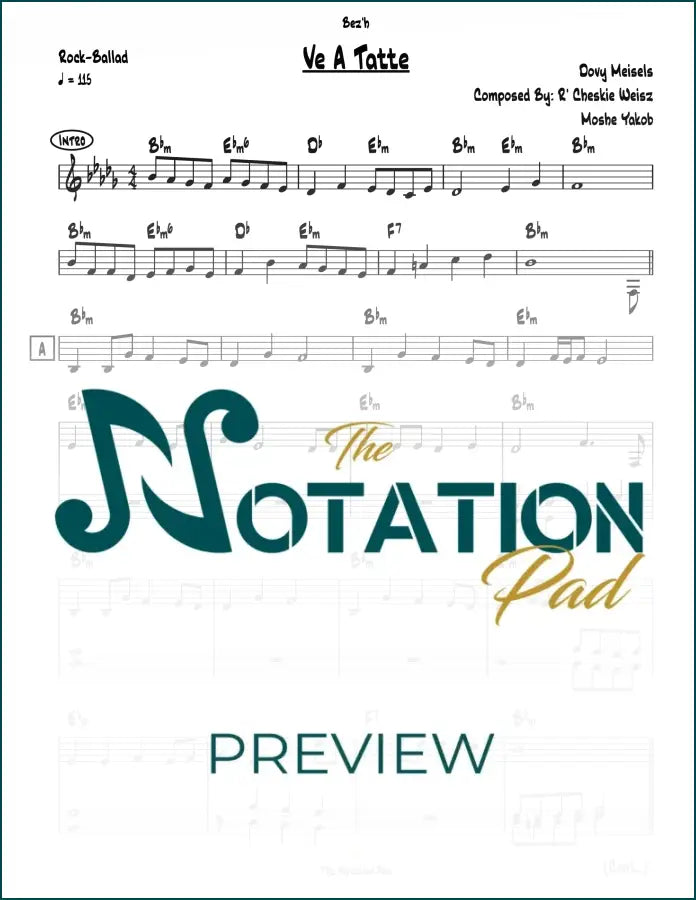 Ve A Tatte - Cheskie Weisz - 2-Liner - Sheet Music
