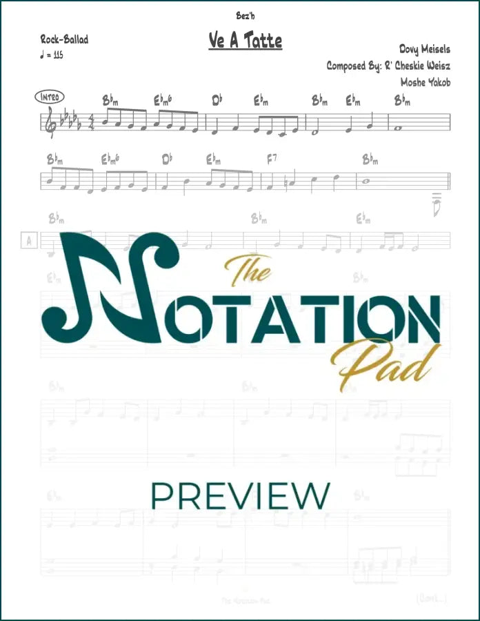 Ve A Tatte - Cheskie Weisz - 2-Liner - Sheet Music
