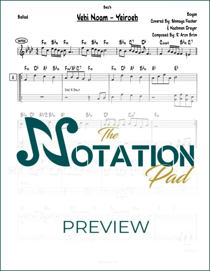 Vehi Noam / Yeiroeh - Boyan - 2-Liner - Sheet Music