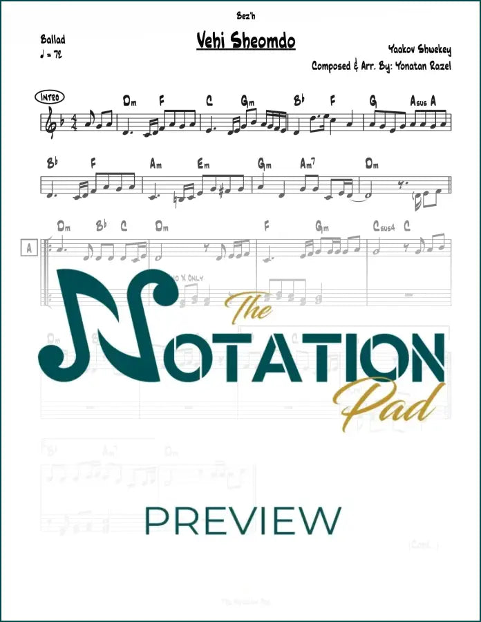 Vehi Sheomdo - Shwekey 2-Liner Sheet Music