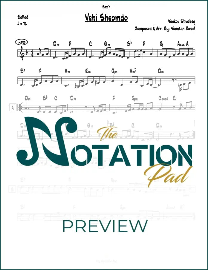 Vehi Sheomdo - Shwekey Lead Sheet Sheet Music